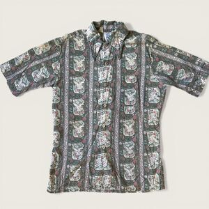 Vintage Kennington Ltd. California Floral Angel Print Button Up Shirt 70s  80s